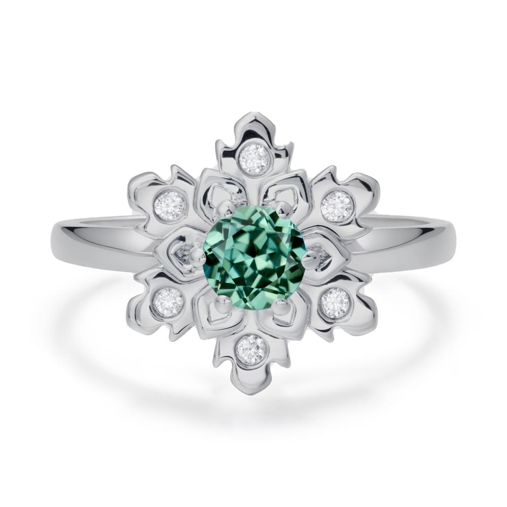 Green Sapphire Snowflake Ring - LUO Jewelry #metal_platinum