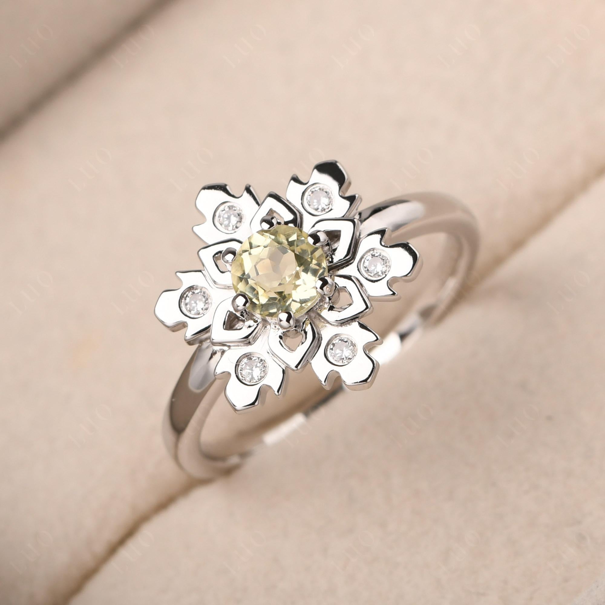 Lemon Quartz Snowflake Engagement Ring - LUO Jewelry