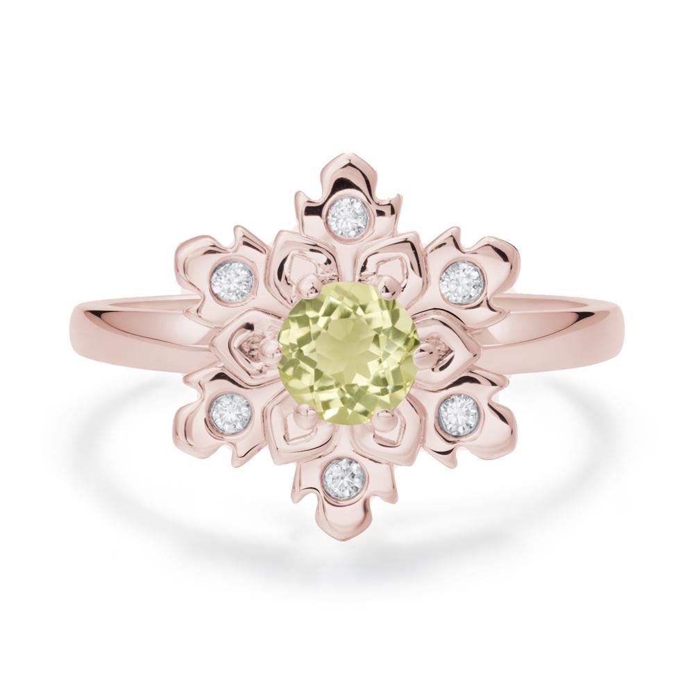 Lemon Quartz Snowflake Engagement Ring - LUO Jewelry #metal_14k rose gold