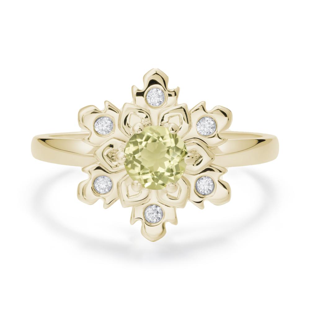 Lemon Quartz Snowflake Engagement Ring - LUO Jewelry #metal_14k yellow gold