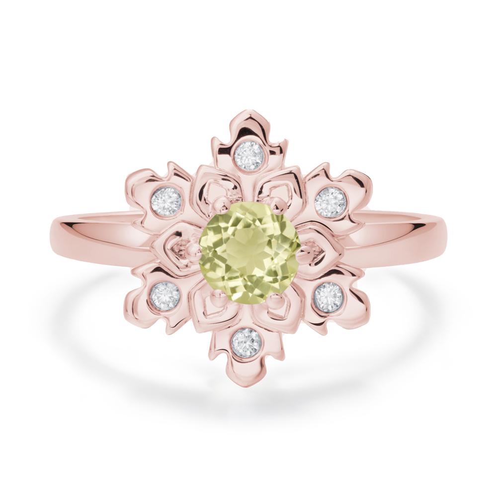 Lemon Quartz Snowflake Engagement Ring - LUO Jewelry #metal_18k rose gold