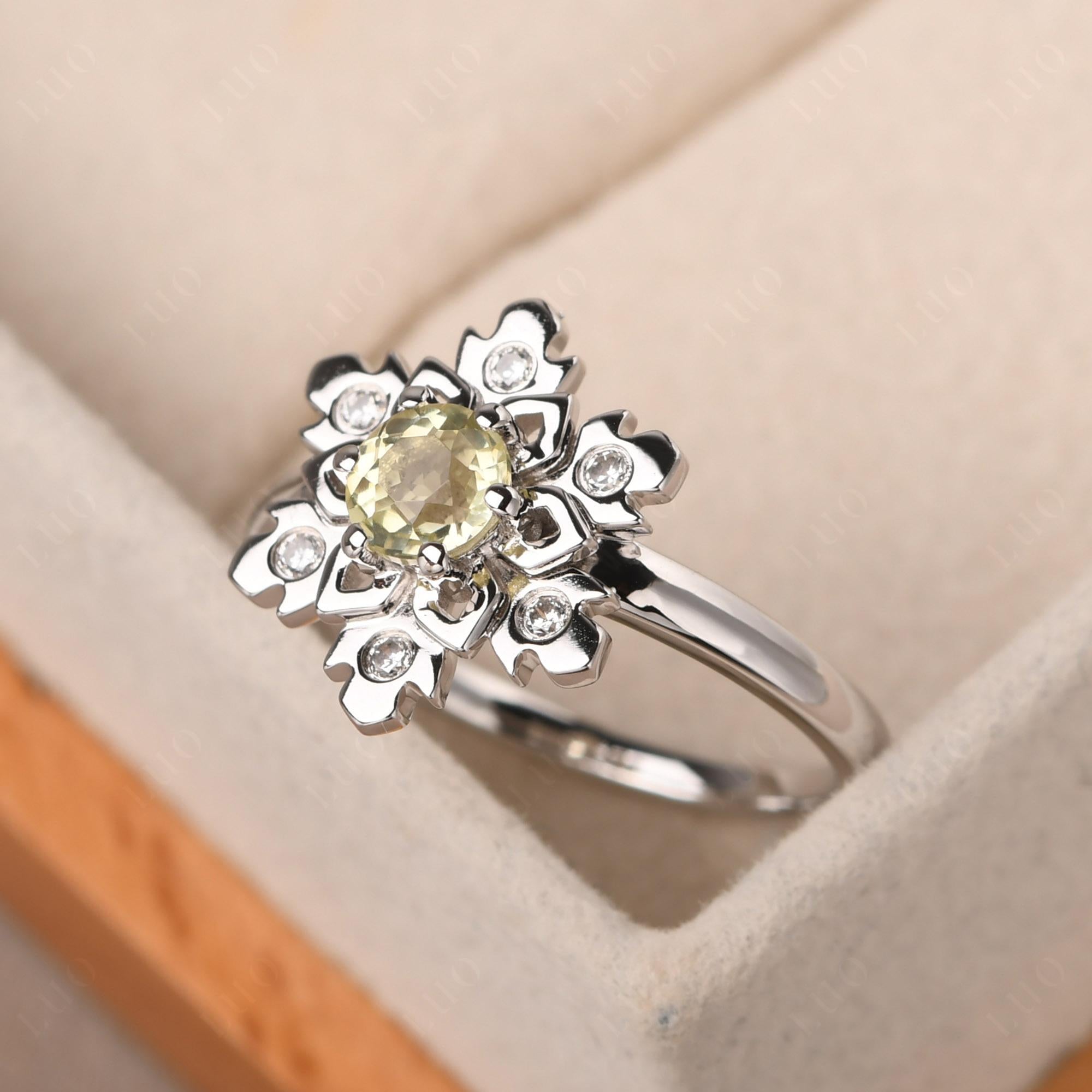 Lemon Quartz Snowflake Engagement Ring - LUO Jewelry