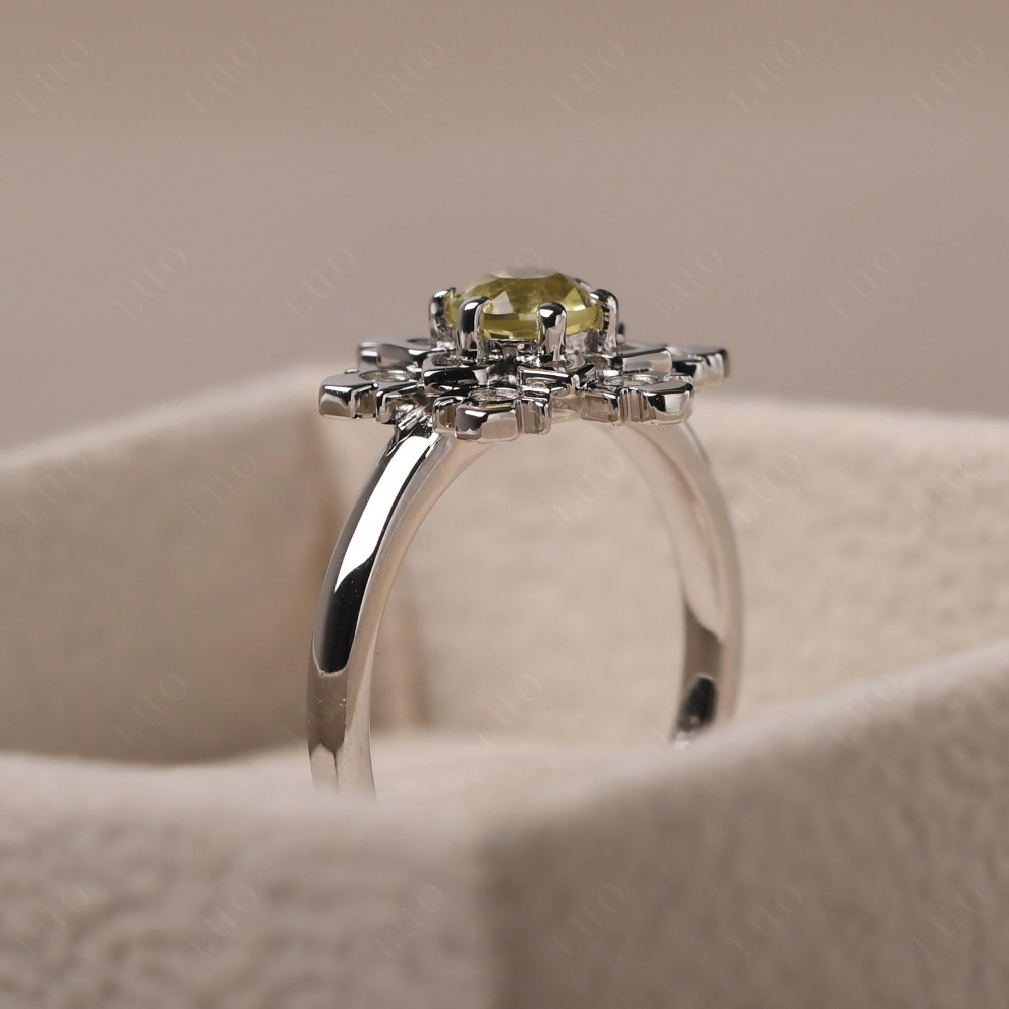 Lemon Quartz Snowflake Engagement Ring - LUO Jewelry