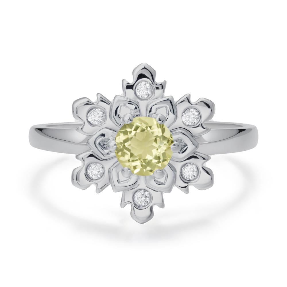 Lemon Quartz Snowflake Engagement Ring - LUO Jewelry #metal_platinum