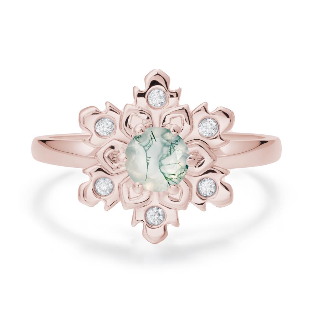 Moss Agate Snowflake Ring - LUO Jewelry #metal_14k rose gold