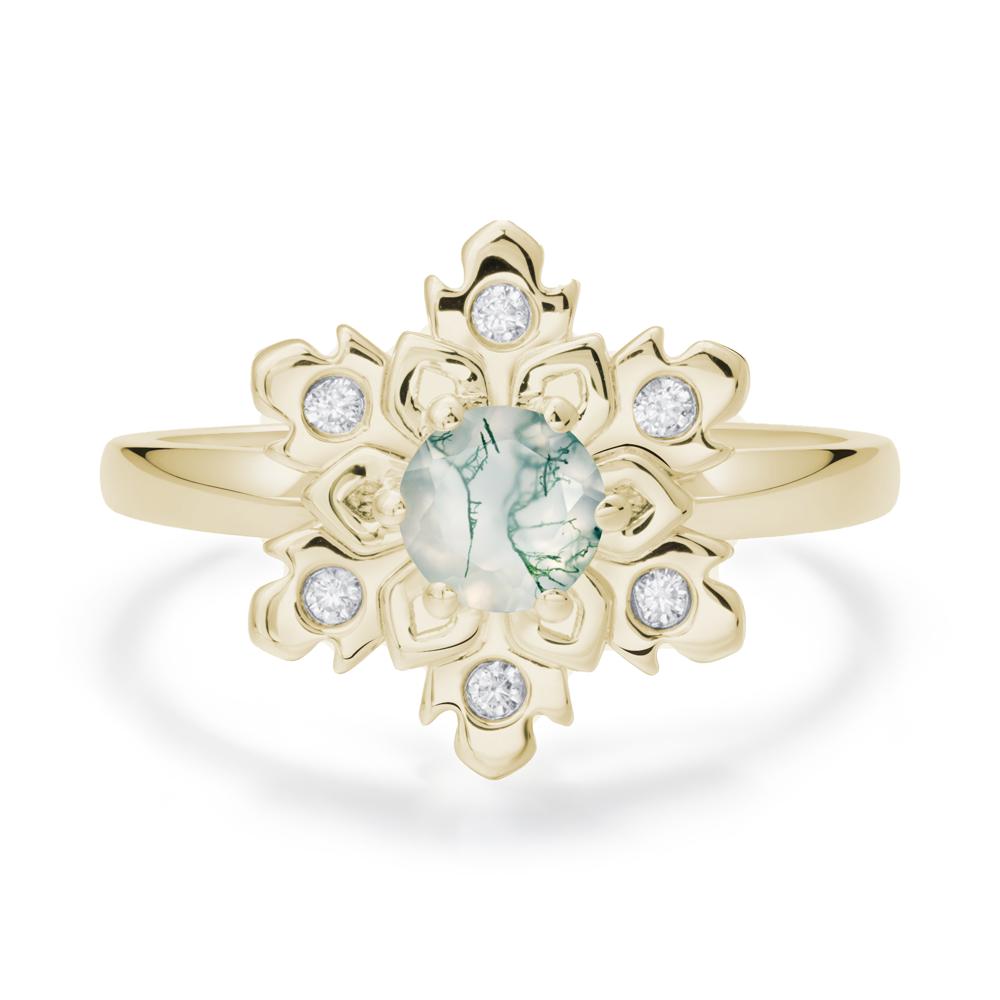 Moss Agate Snowflake Ring - LUO Jewelry #metal_14k yellow gold