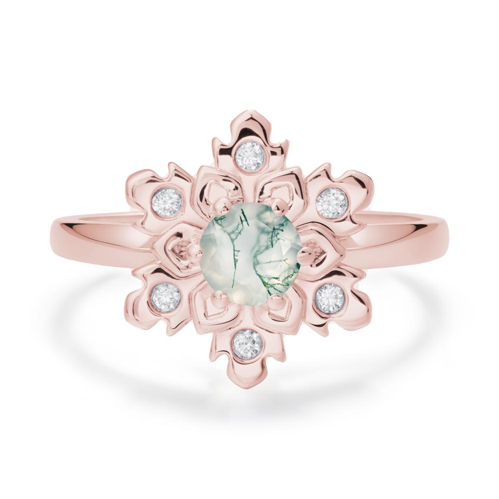 Moss Agate Snowflake Ring - LUO Jewelry #metal_18k rose gold