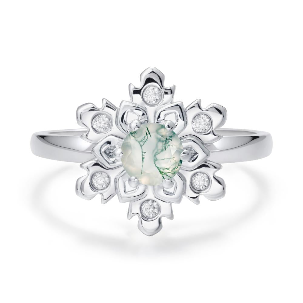 Moss Agate Snowflake Ring - LUO Jewelry #metal_18k white gold