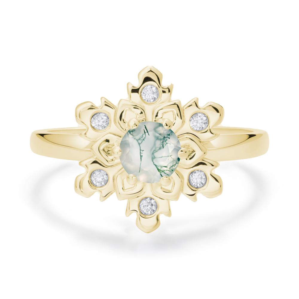 Moss Agate Snowflake Ring - LUO Jewelry #metal_18k yellow gold