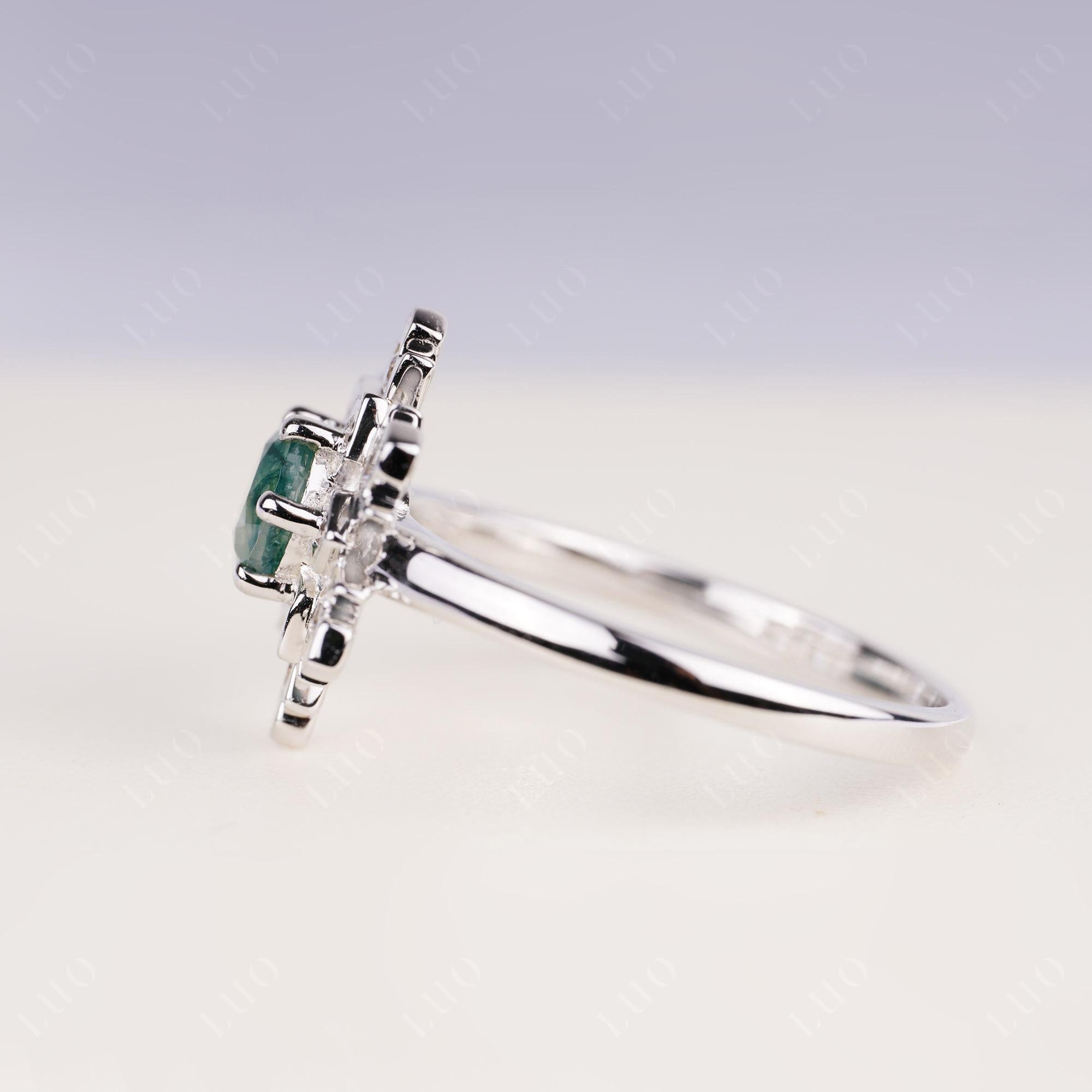 Moss Agate Snowflake Ring - LUO Jewelry