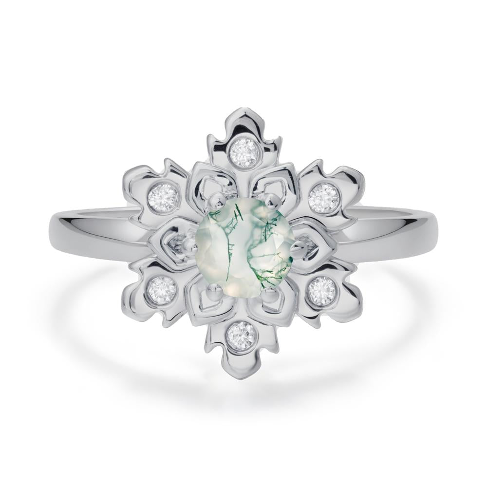 Moss Agate Snowflake Ring - LUO Jewelry #metal_platinum