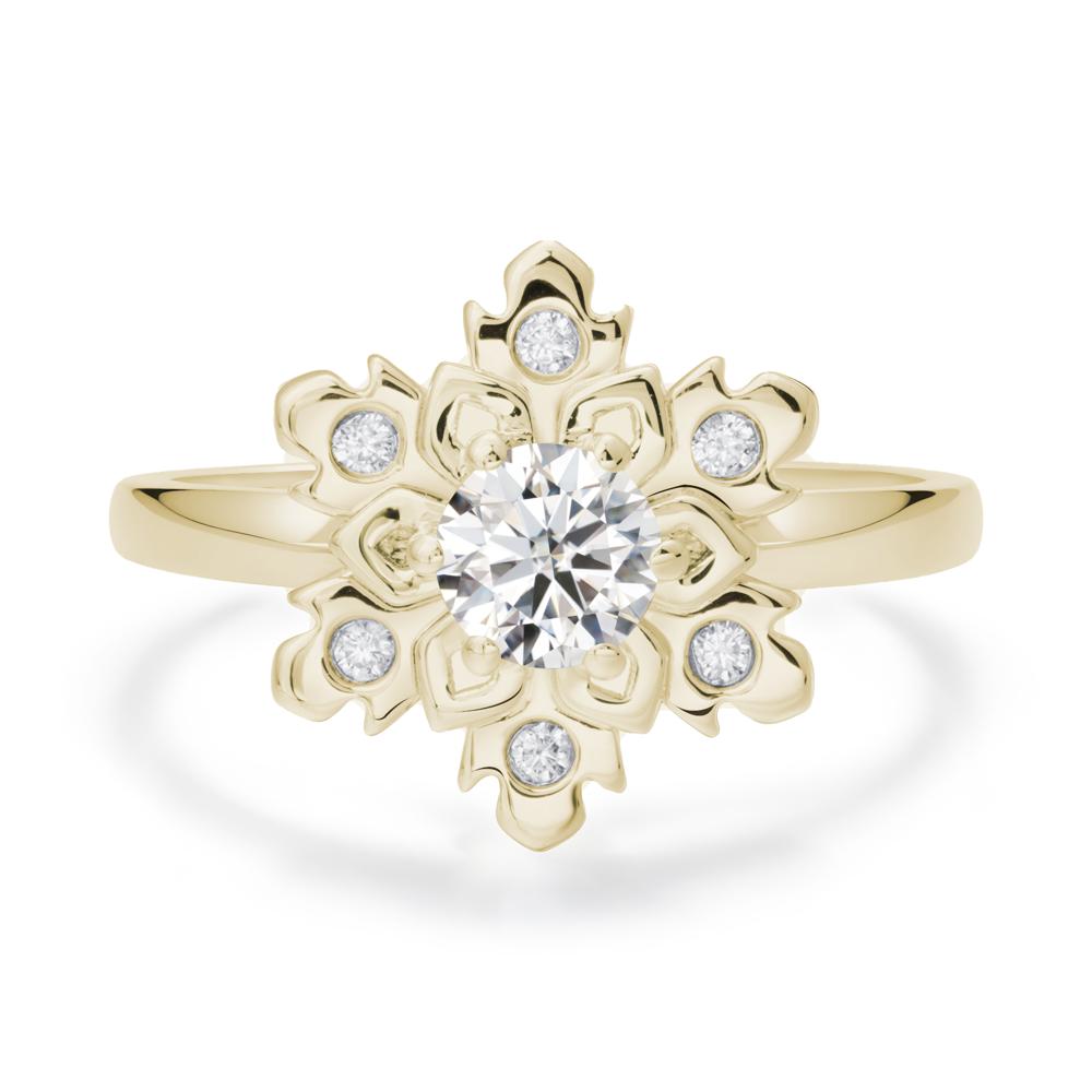 Moissanite Snowflake Engagement Ring - LUO Jewelry #metal_14k yellow gold