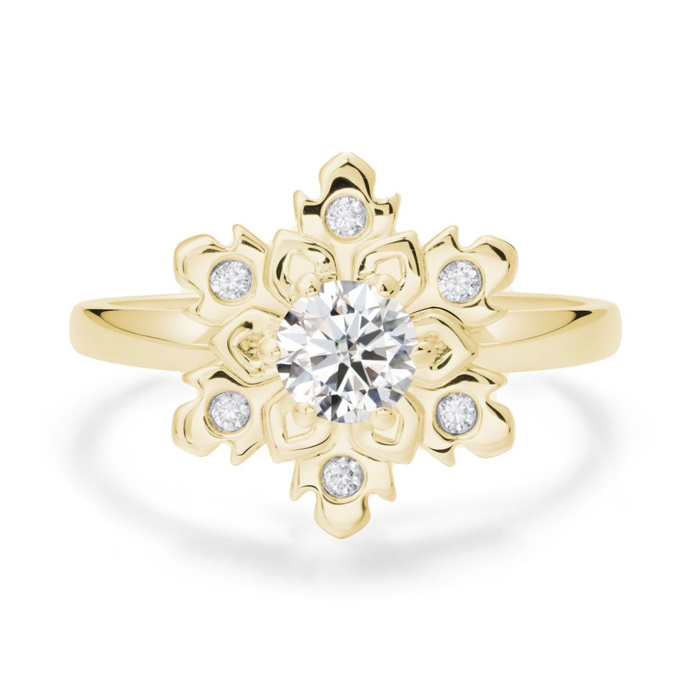 Moissanite Snowflake Engagement Ring - LUO Jewelry #metal_18k yellow gold