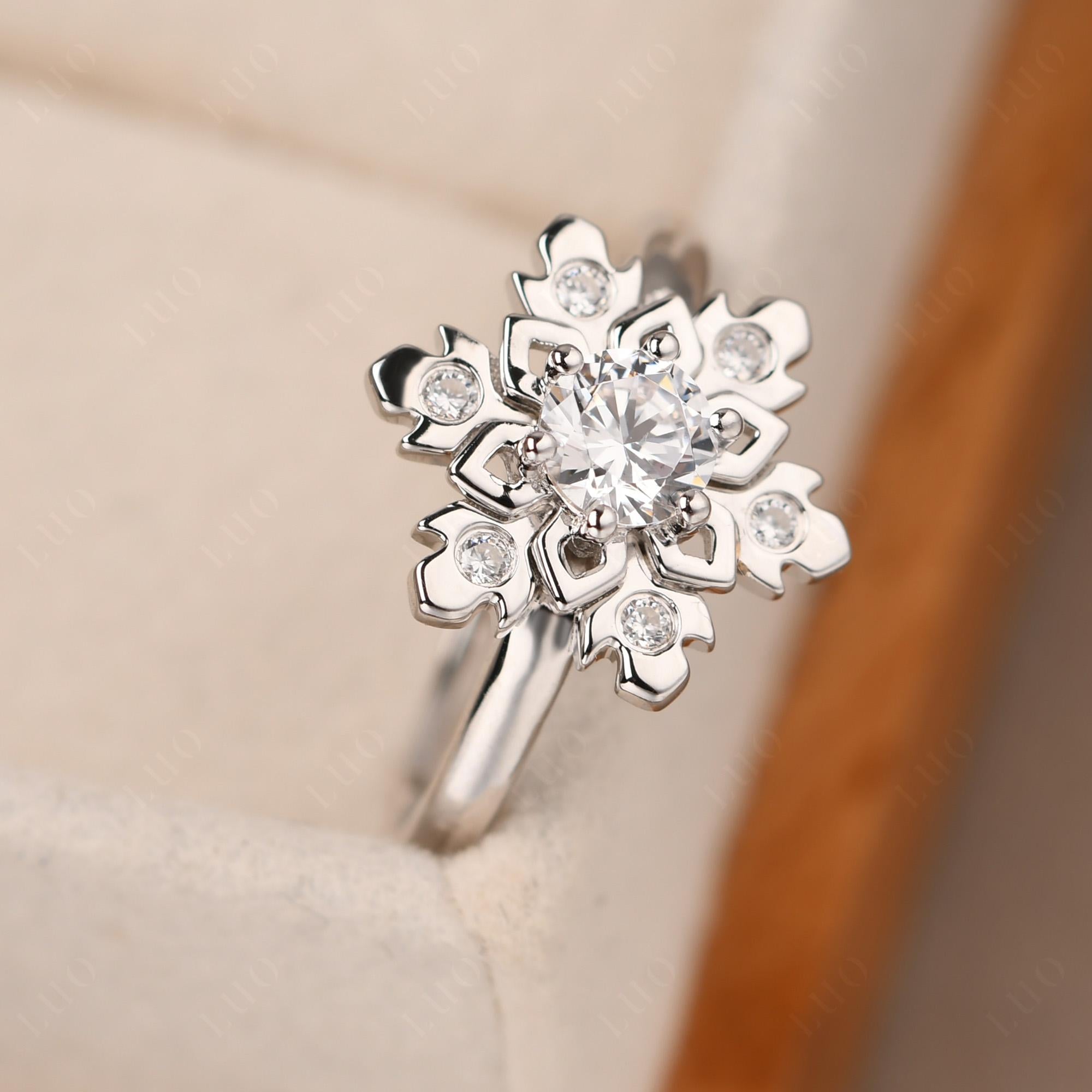 Moissanite Snowflake Engagement Ring - LUO Jewelry