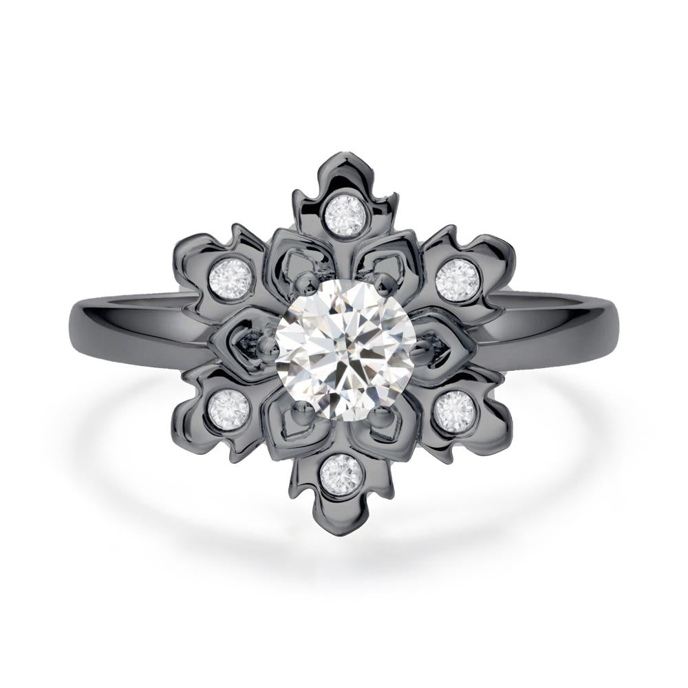 Moissanite Snowflake Engagement Ring - LUO Jewelry #metal_black finish sterling silver