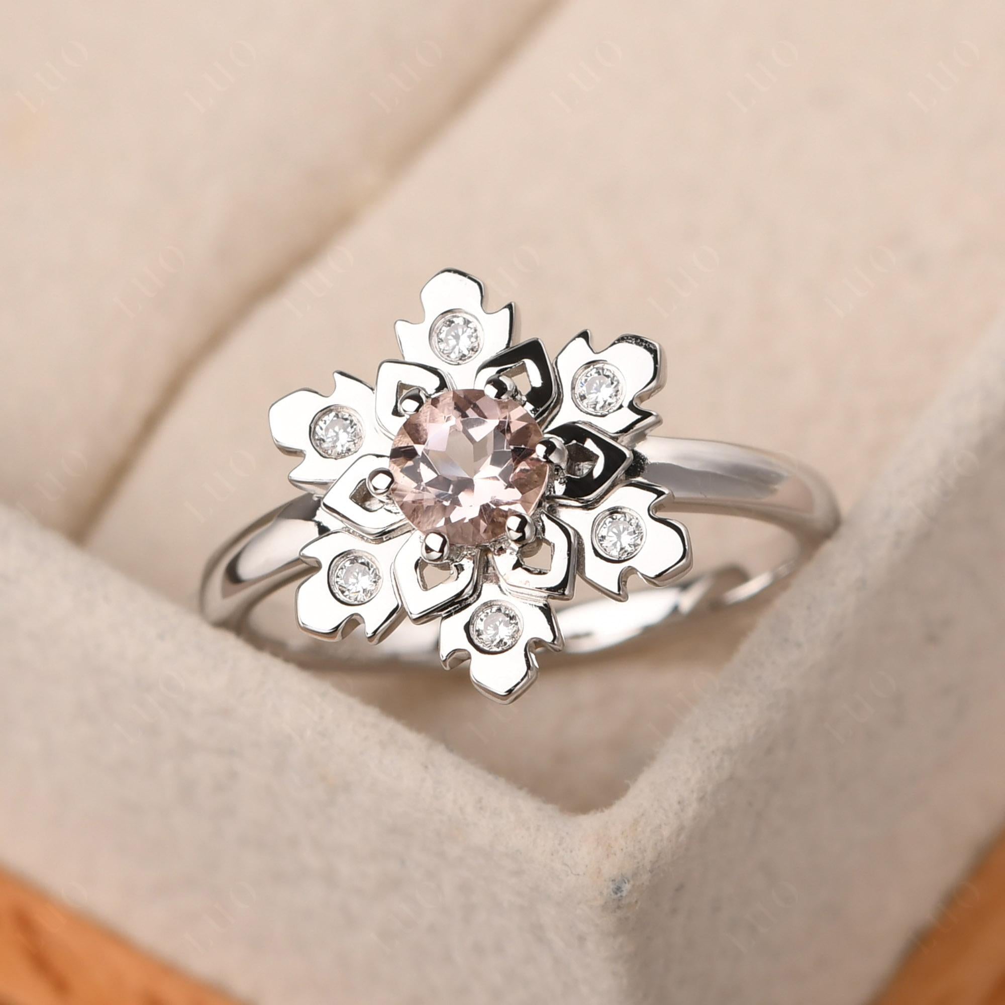 Morganite Snowflake Ring - LUO Jewelry