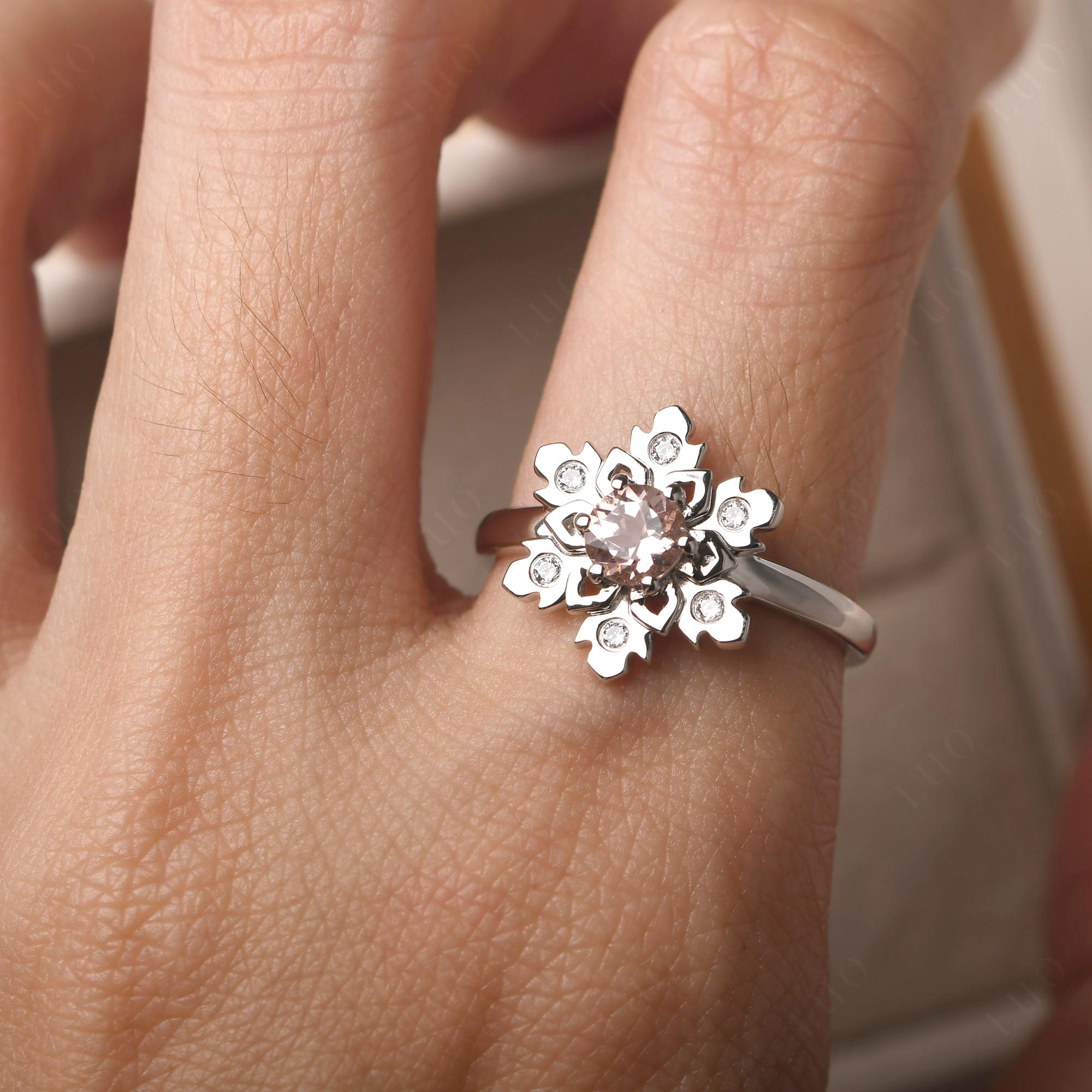 Morganite Snowflake Ring - LUO Jewelry