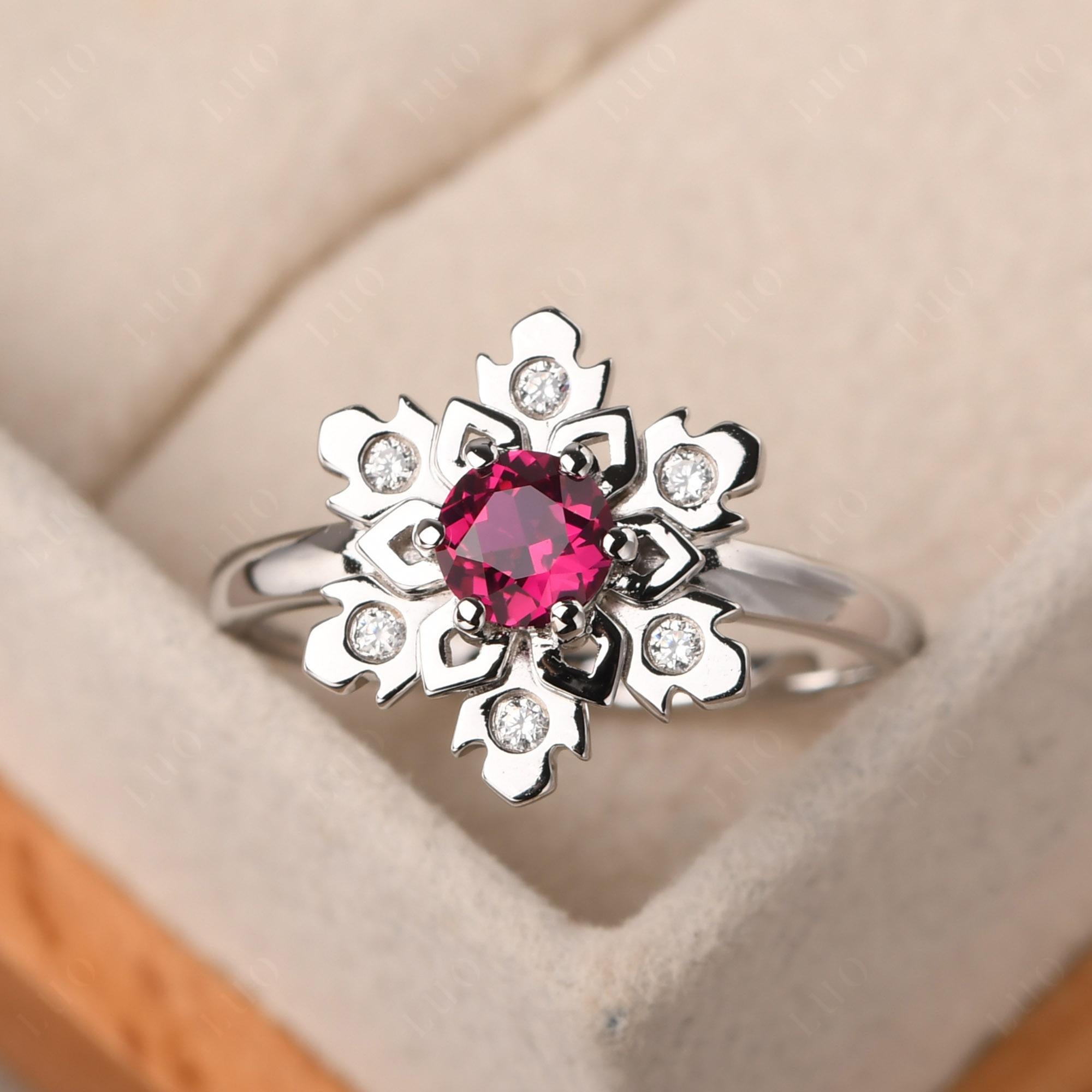 Ruby Snowflake Engagement Ring - LUO Jewelry