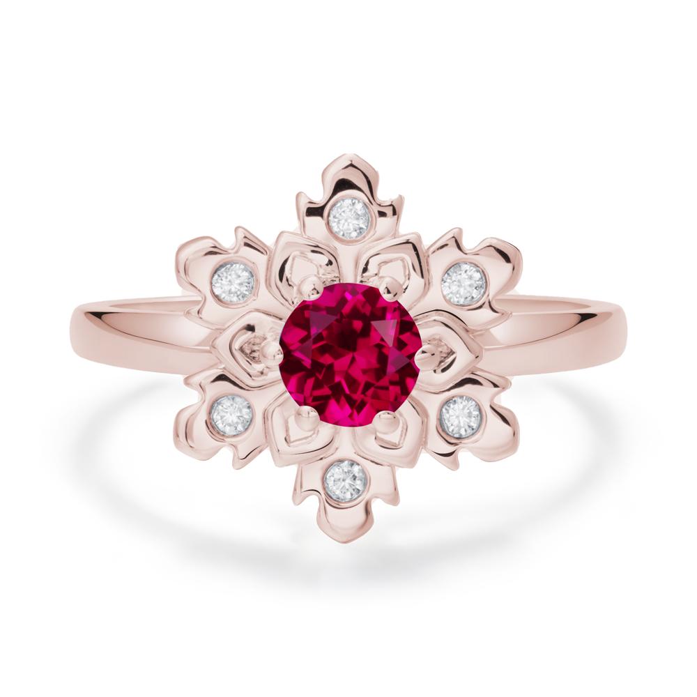 Ruby Snowflake Engagement Ring - LUO Jewelry #metal_14k rose gold