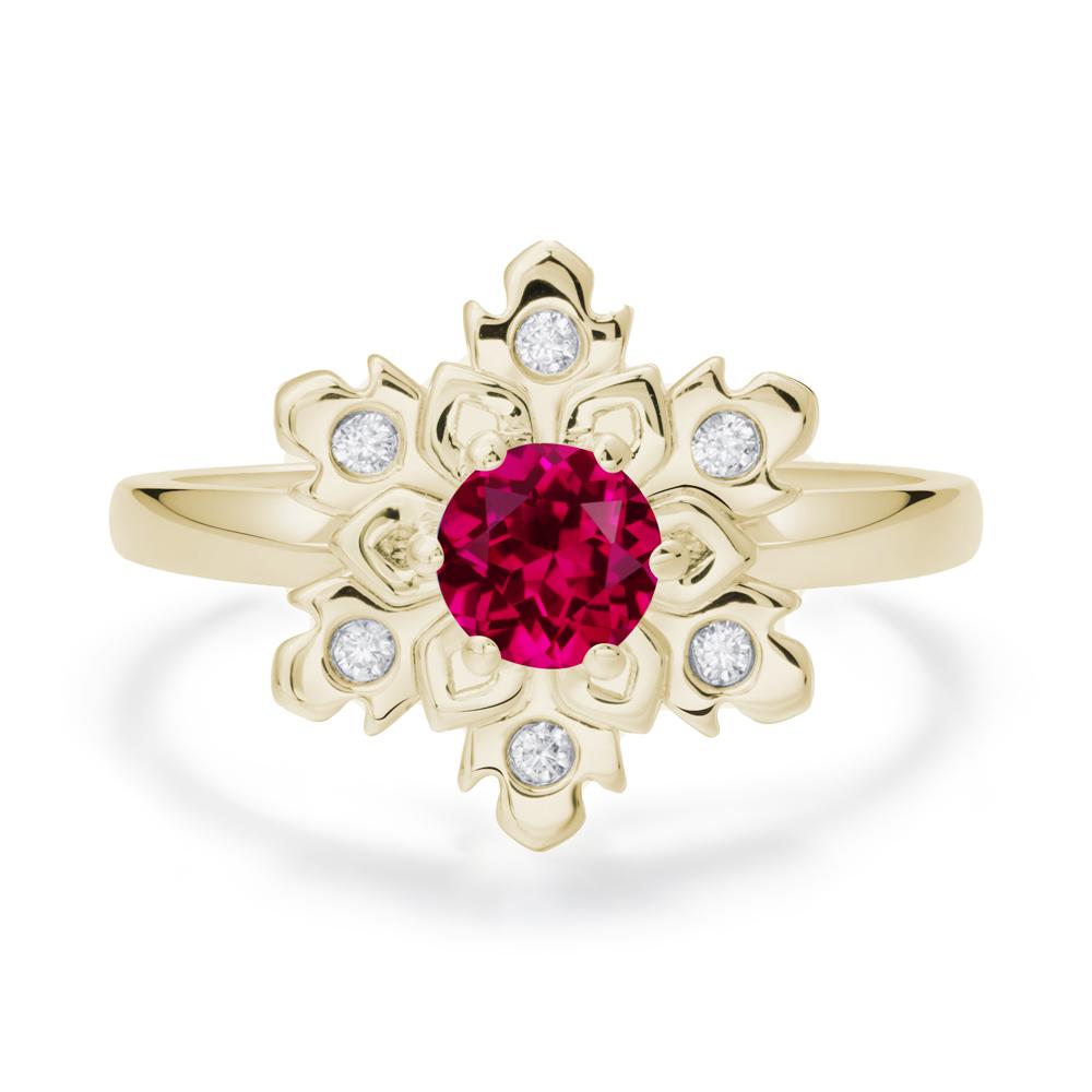 Ruby Snowflake Engagement Ring - LUO Jewelry #metal_14k yellow gold