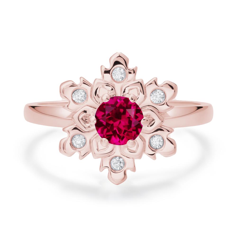 Ruby Snowflake Engagement Ring - LUO Jewelry #metal_18k rose gold