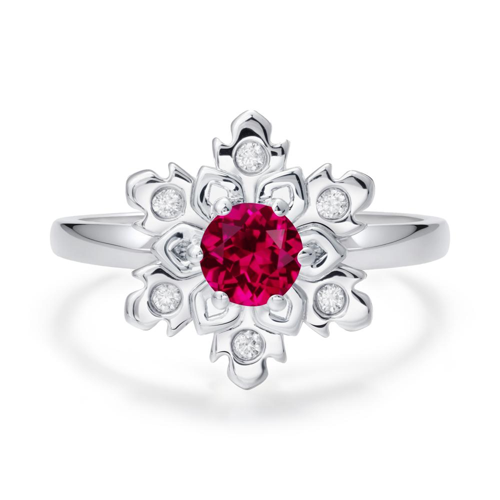 Ruby Snowflake Engagement Ring - LUO Jewelry #metal_18k white gold