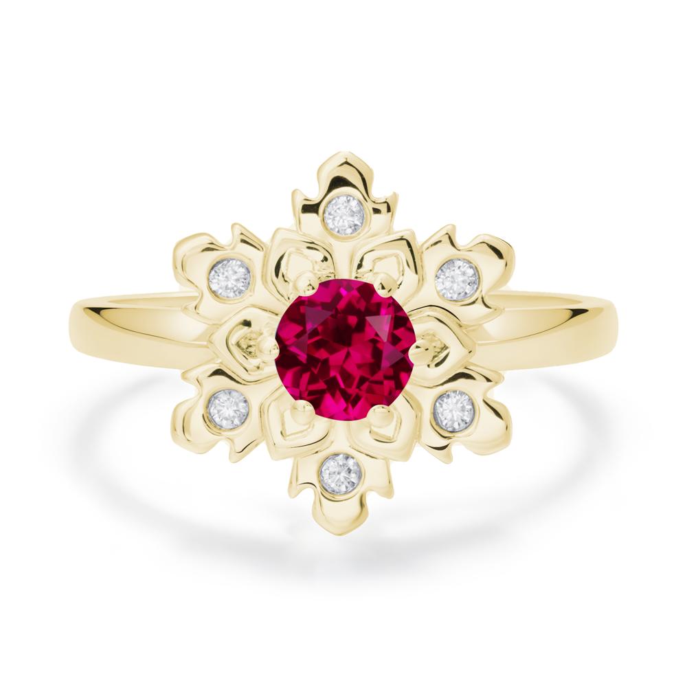 Ruby Snowflake Engagement Ring - LUO Jewelry #metal_18k yellow gold