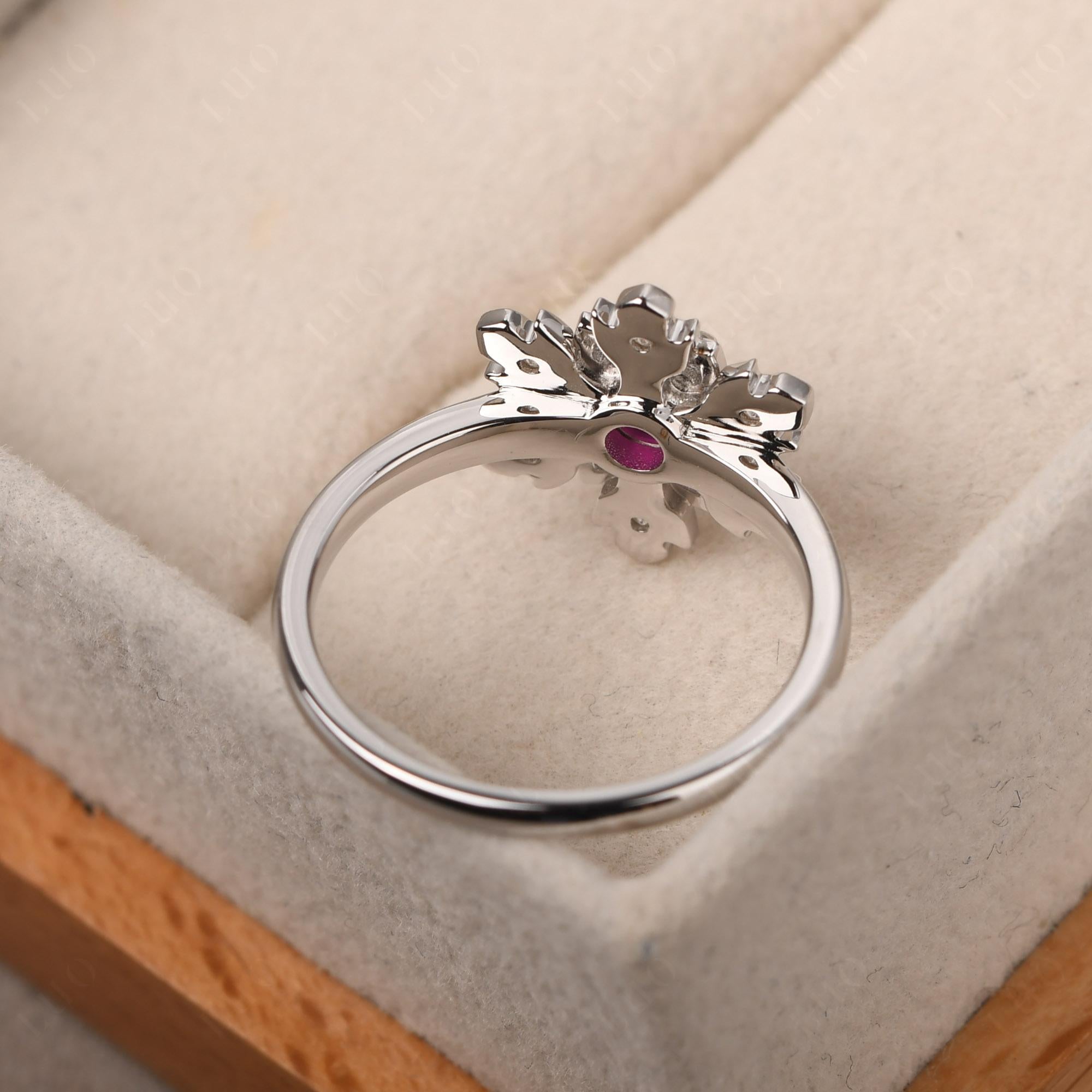 Ruby Snowflake Engagement Ring - LUO Jewelry