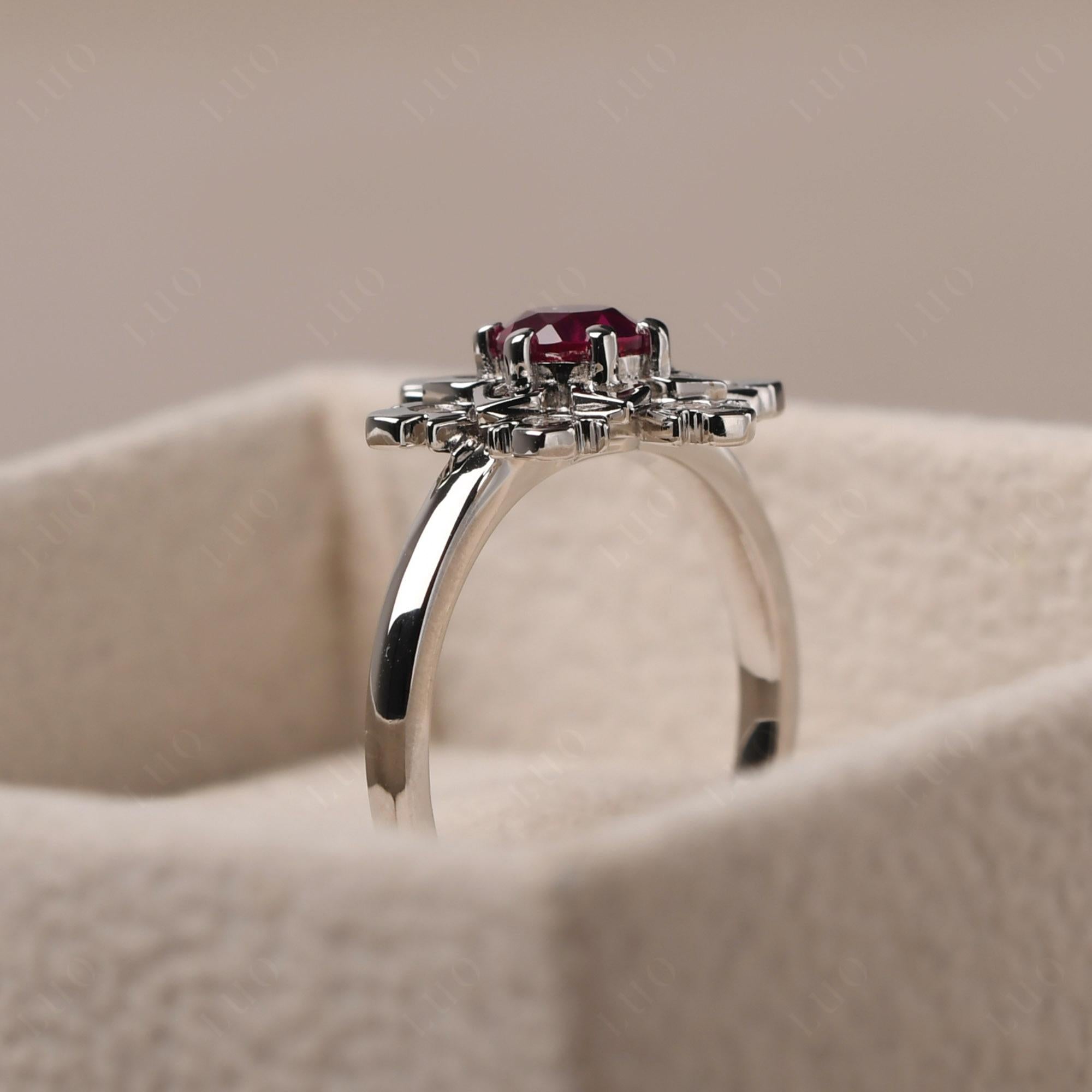 Ruby Snowflake Engagement Ring - LUO Jewelry