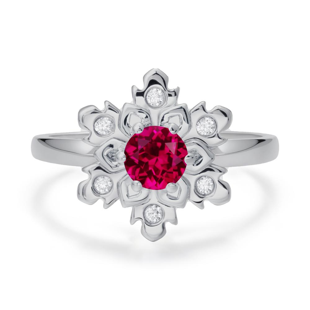 Ruby Snowflake Engagement Ring - LUO Jewelry #metal_platinum