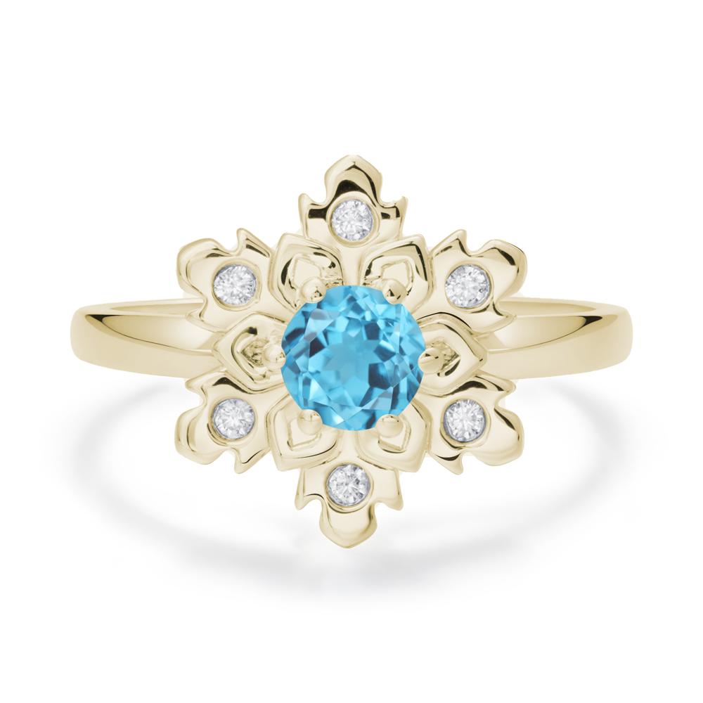 Swiss Blue Topaz Snowflake Ring - LUO Jewelry #metal_14k yellow gold