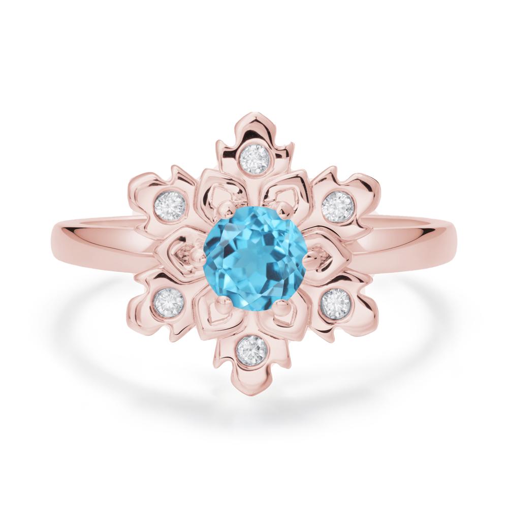 Swiss Blue Topaz Snowflake Ring - LUO Jewelry #metal_18k rose gold