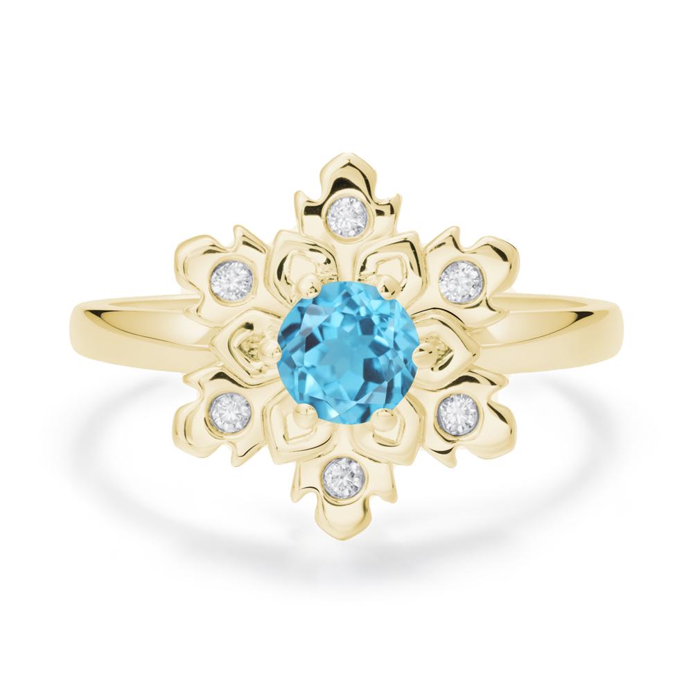 Swiss Blue Topaz Snowflake Ring - LUO Jewelry #metal_18k yellow gold