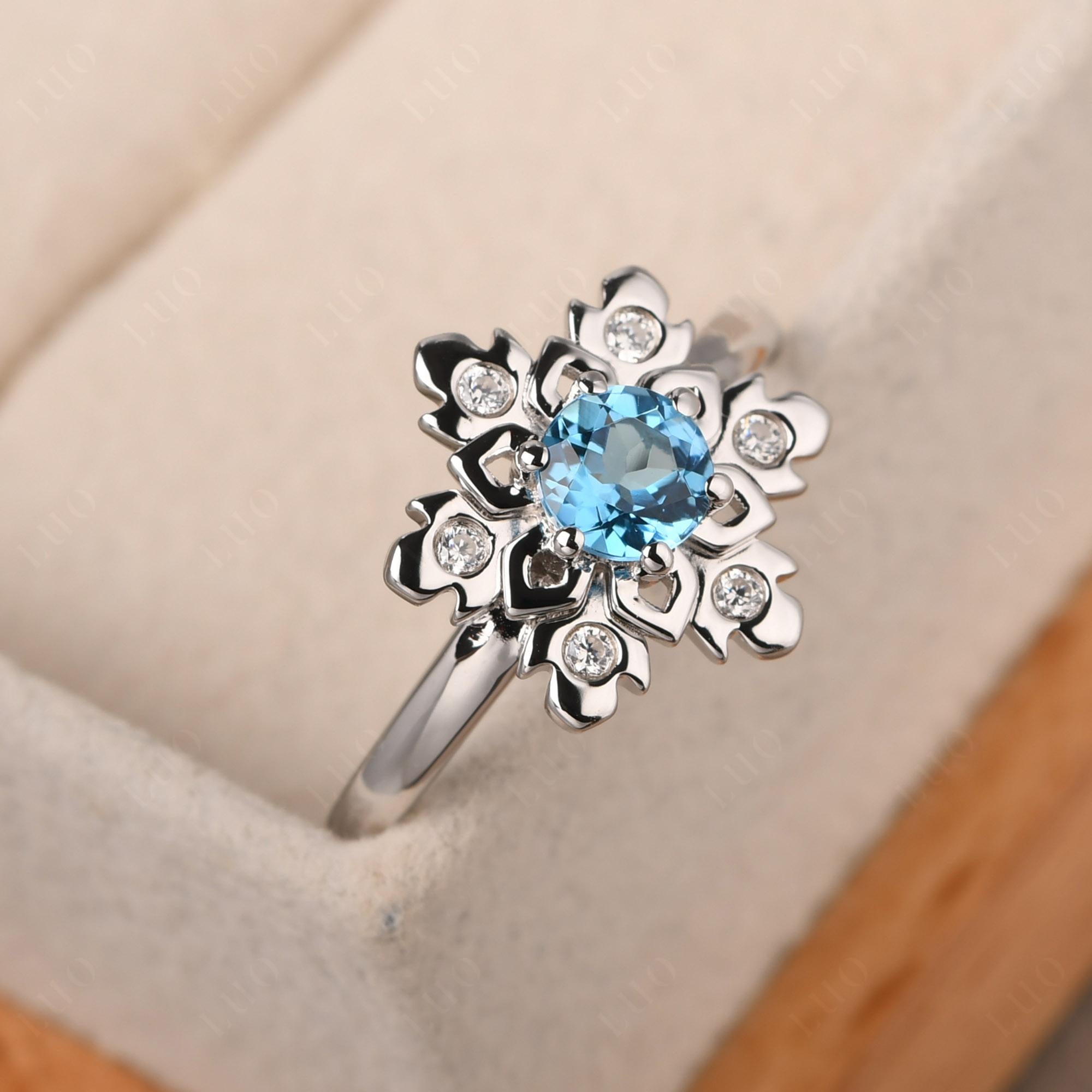 Swiss Blue Topaz Snowflake Ring - LUO Jewelry