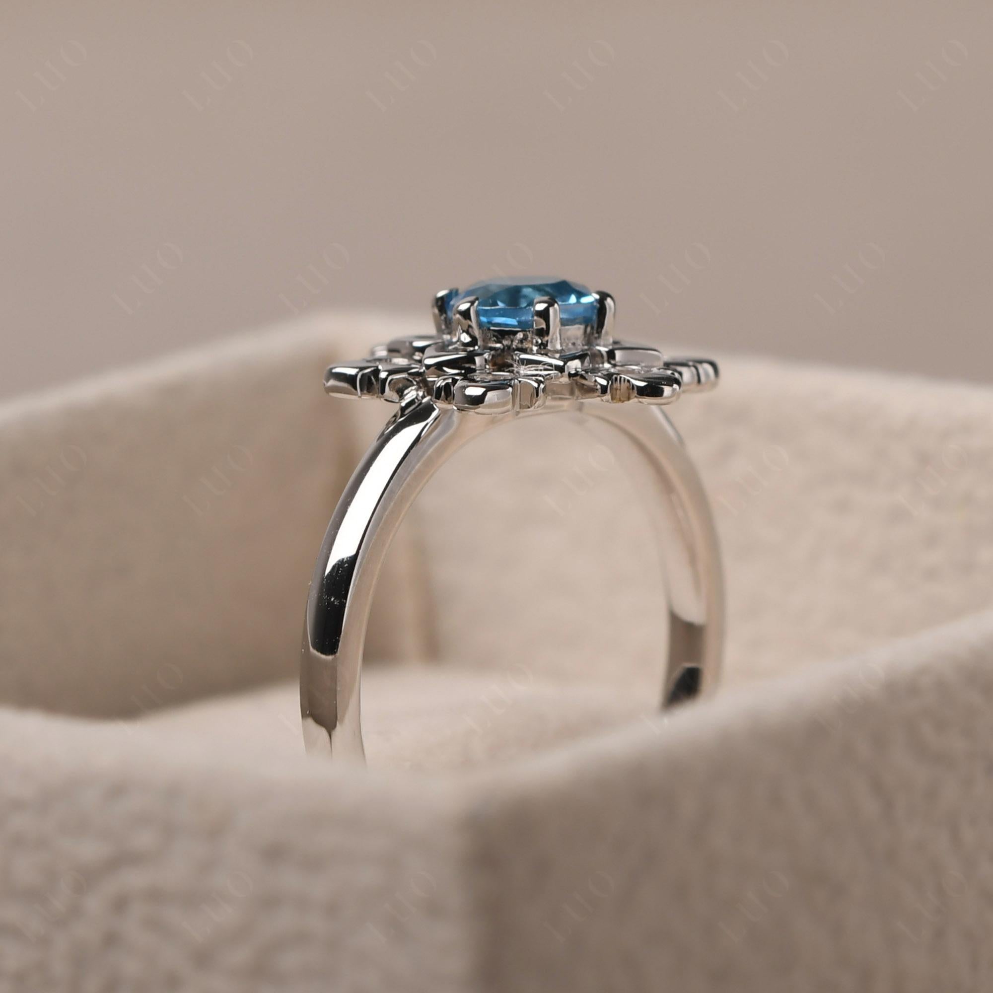 Swiss Blue Topaz Snowflake Ring - LUO Jewelry
