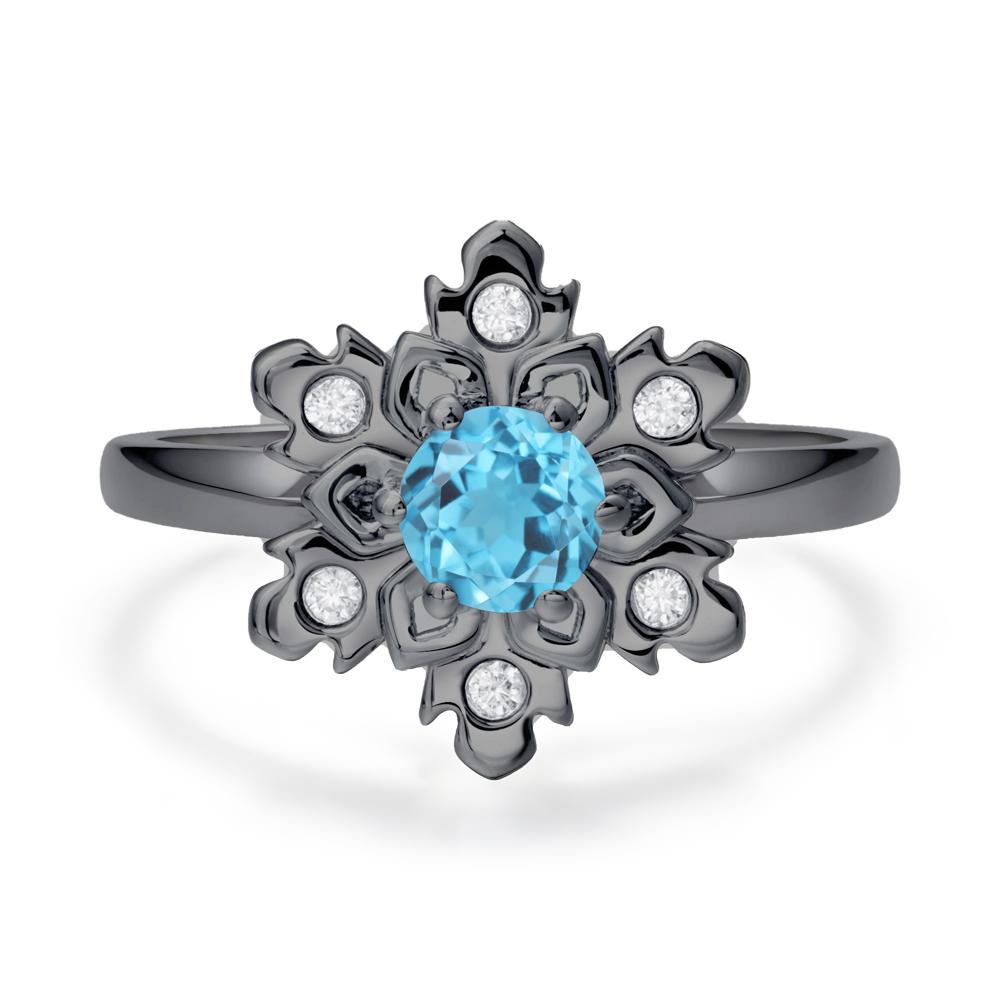 Swiss Blue Topaz Snowflake Ring - LUO Jewelry #metal_black finish sterling silver