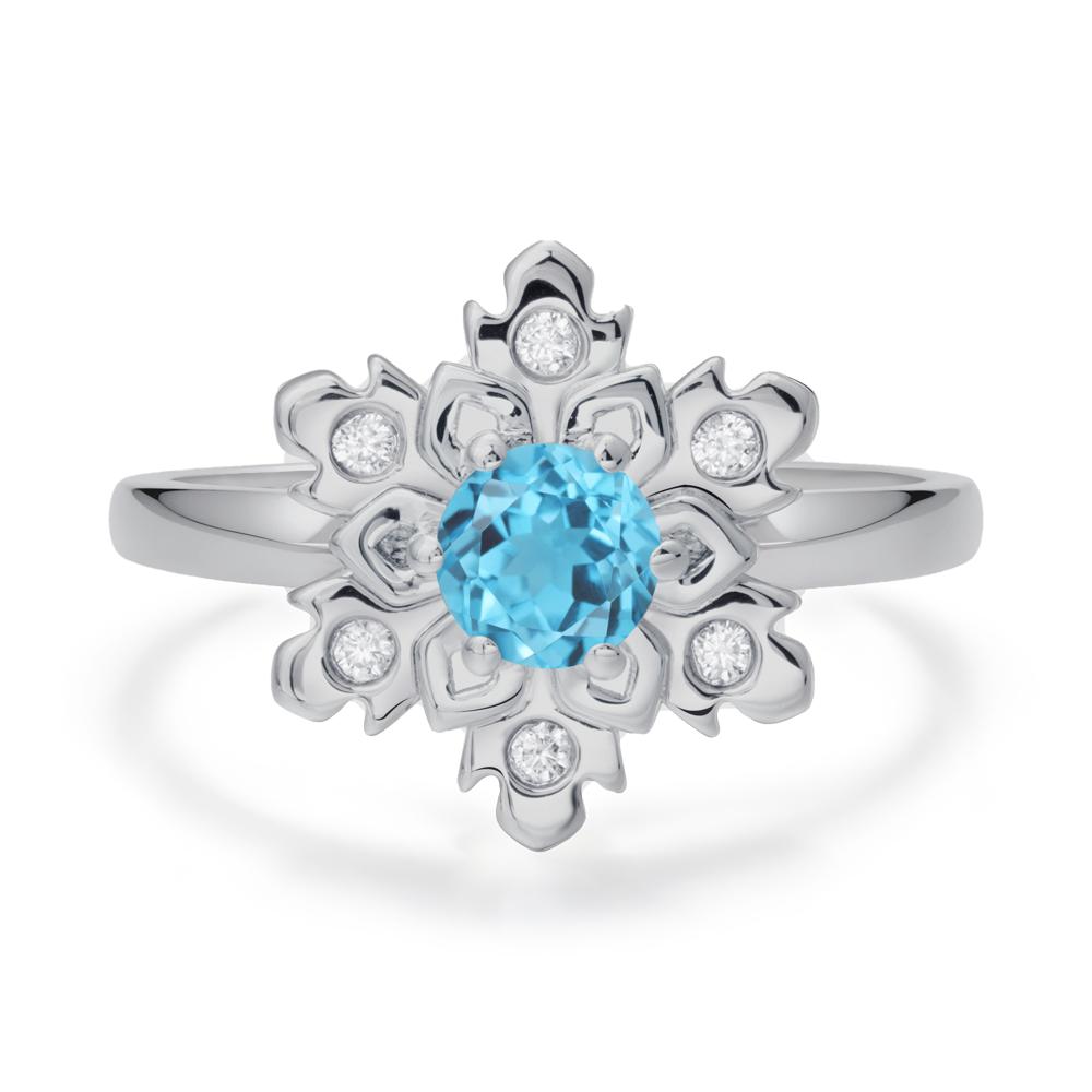 Swiss Blue Topaz Snowflake Ring - LUO Jewelry #metal_platinum