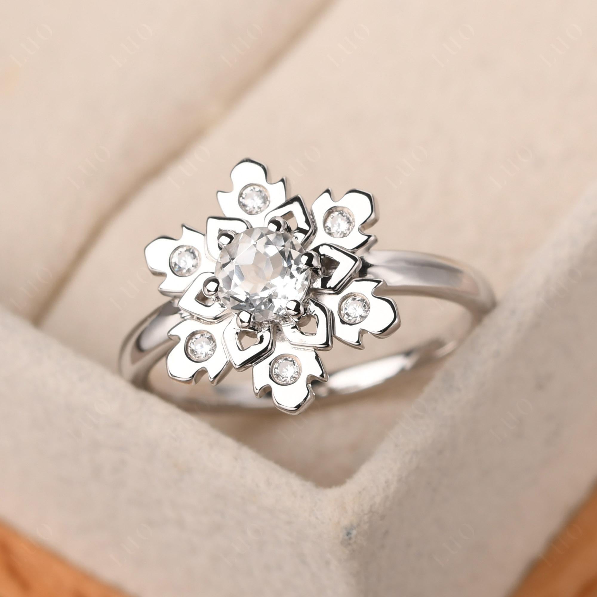 White Topaz Snowflake Engagement Ring - LUO Jewelry