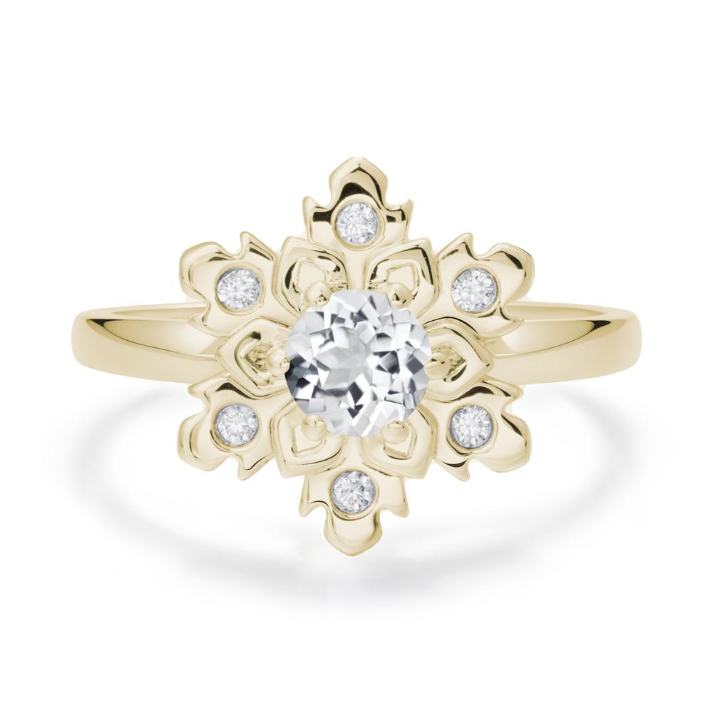 White Topaz Snowflake Engagement Ring - LUO Jewelry #metal_14k yellow gold