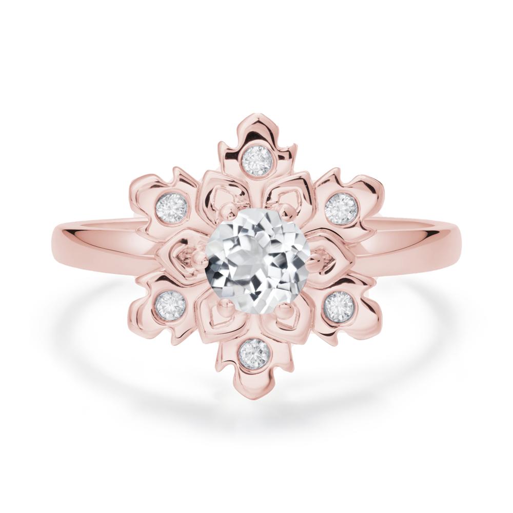 White Topaz Snowflake Engagement Ring - LUO Jewelry #metal_18k rose gold