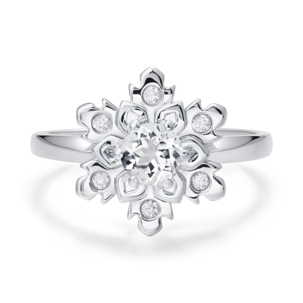 White Topaz Snowflake Engagement Ring - LUO Jewelry #metal_18k white gold