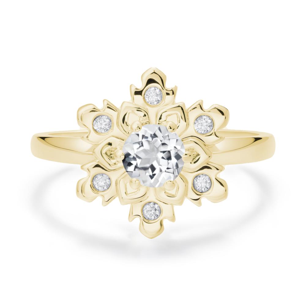 White Topaz Snowflake Engagement Ring - LUO Jewelry #metal_18k yellow gold