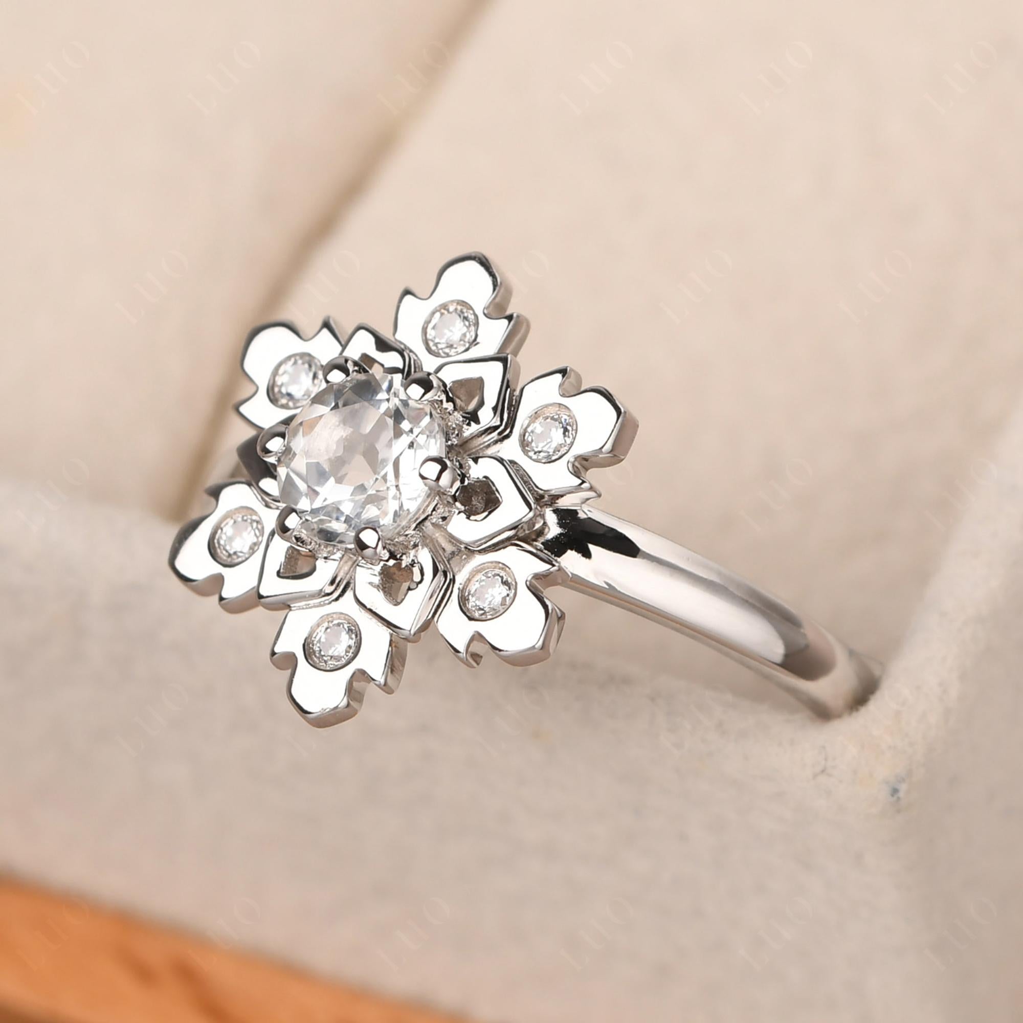 White Topaz Snowflake Engagement Ring - LUO Jewelry