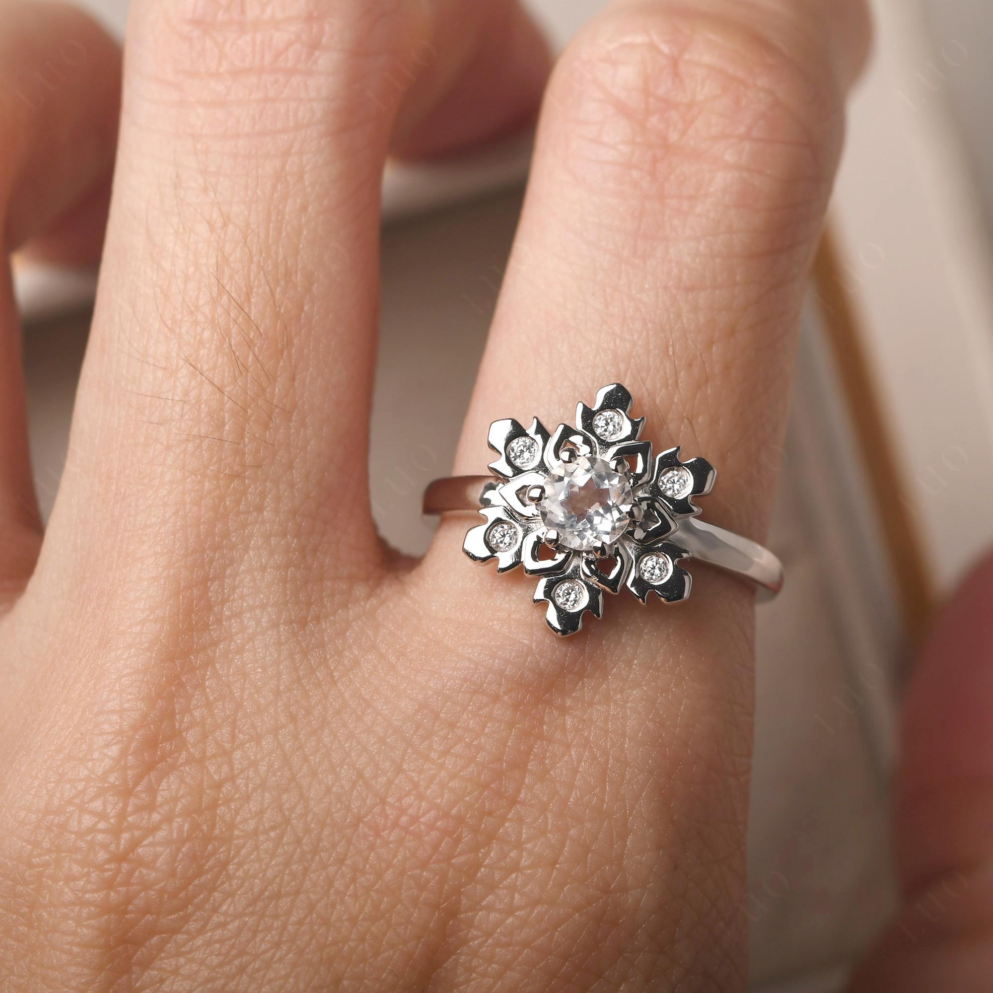White Topaz Snowflake Engagement Ring - LUO Jewelry