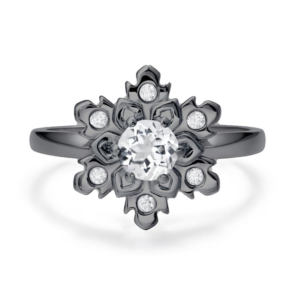 White Topaz Snowflake Engagement Ring - LUO Jewelry #metal_black finish sterling silver