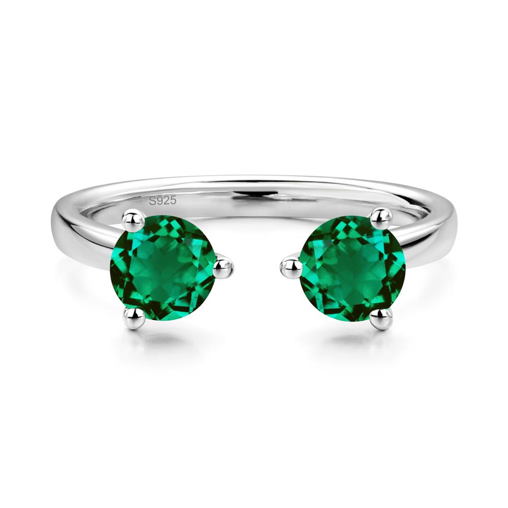 Emerald Open Toi Et Moi Ring | LUO Jewelry #metal_sterling silver