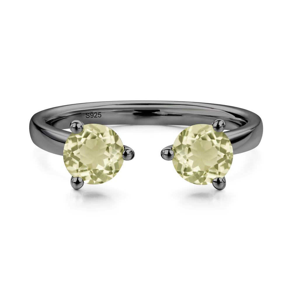 Adjustable Lemon Quartz Ring | LUO Jewelry #metal_black finish sterling silver