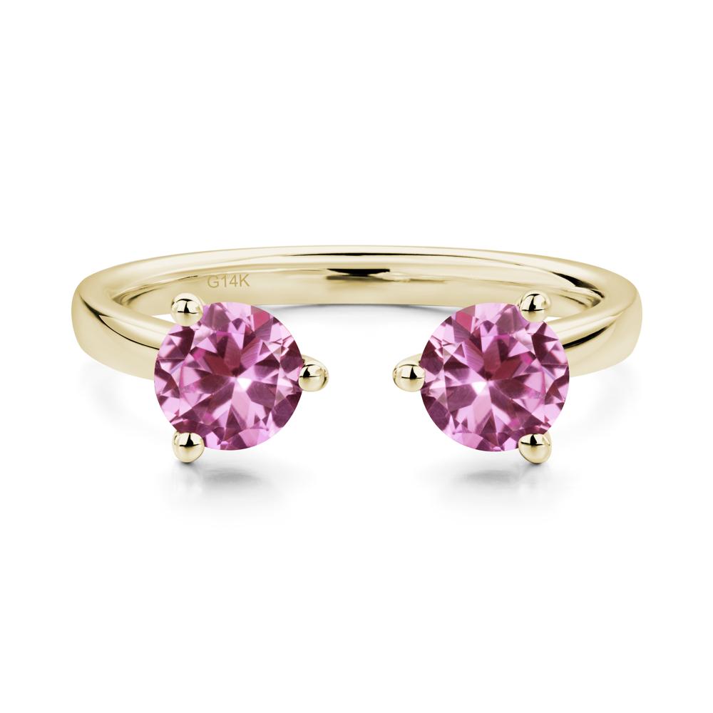 Pink Sapphire Two Stone Open Ring | LUO Jewelry #metal_14k yellow gold