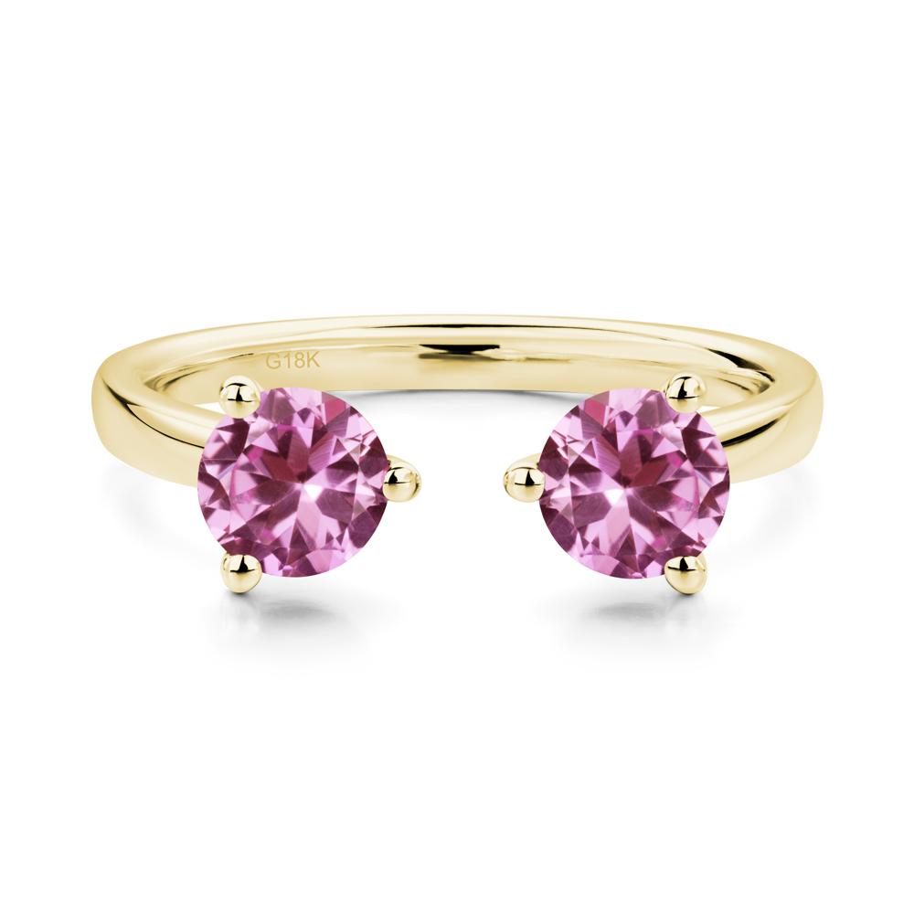 Pink Sapphire Two Stone Open Ring | LUO Jewelry #metal_18k yellow gold