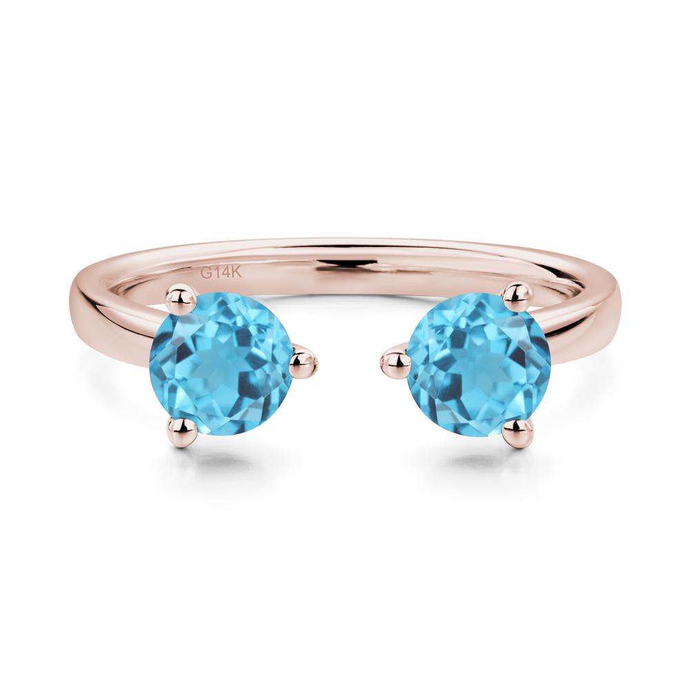 Swiss Blue Topaz Open Toi Et Moi Ring | LUO Jewelry #metal_14k rose gold